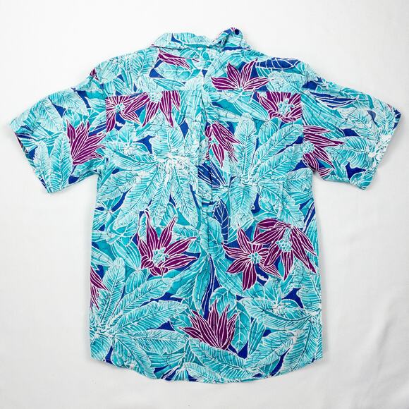 Sandra Ingrish Sport Vintage Hawaiian Blue Purple Shirt Womans Small Unisex - Picture 9 of 15
